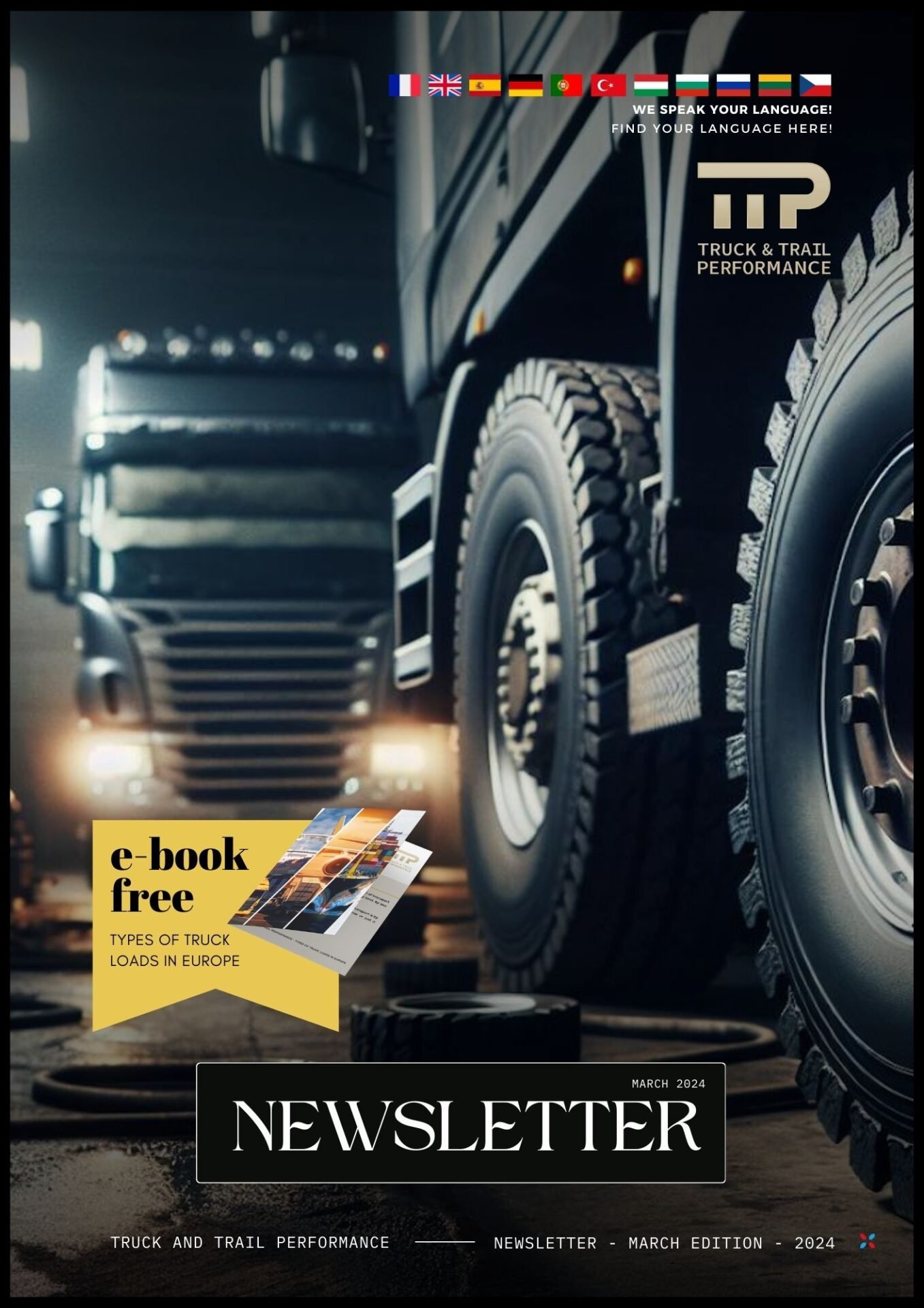 Camiones en carretera al atardecer